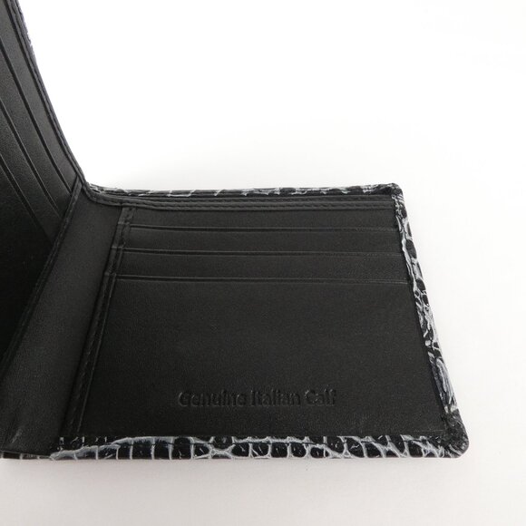 Roger Ximenez Wallet Men's Shadow Gray Mock Croc Genuine Leather Wallet NEW - Picture 9 of 13